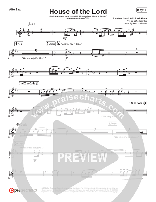 House Of The Lord (Sing It Now SATB) Alto Sax (Phil Wickham / Arr. Luke Gambill)