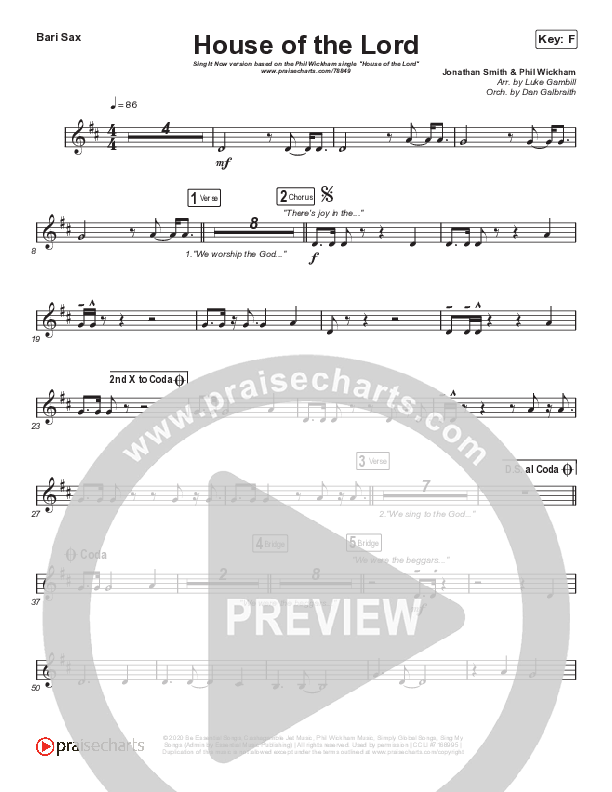 House Of The Lord (Sing It Now SATB) Bari Sax (Phil Wickham / Arr. Luke Gambill)