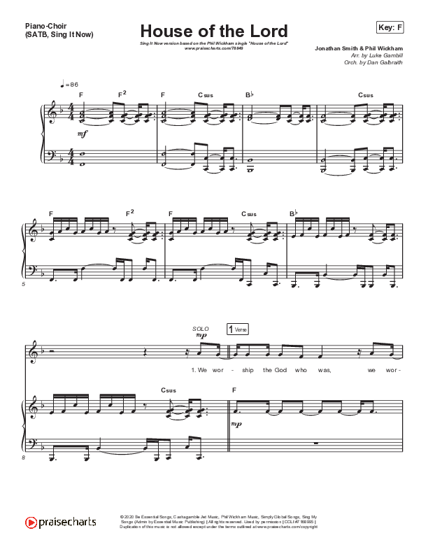 House Of The Lord (Sing It Now SATB) Piano/Choir (SATB) (Phil Wickham / Arr. Luke Gambill)