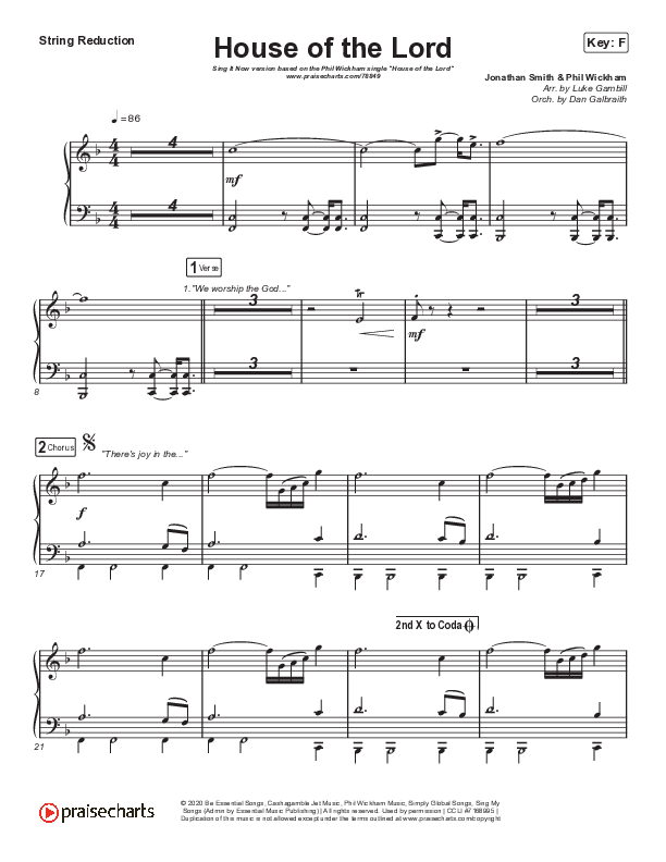 House Of The Lord (Sing It Now SATB) String Reduction (Phil Wickham / Arr. Luke Gambill)