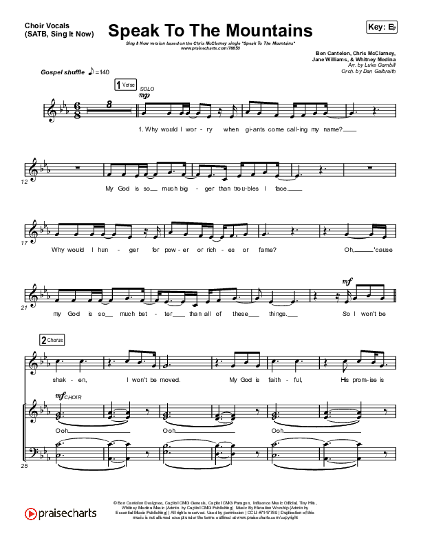 Speak To The Mountains (Sing It Now SATB) Choir Sheet (SATB) (Chris McClarney / Arr. Luke Gambill)
