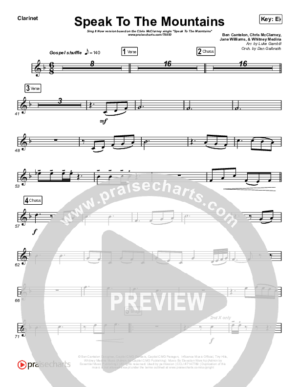 Speak To The Mountains (Sing It Now SATB) Clarinet (Chris McClarney / Arr. Luke Gambill)