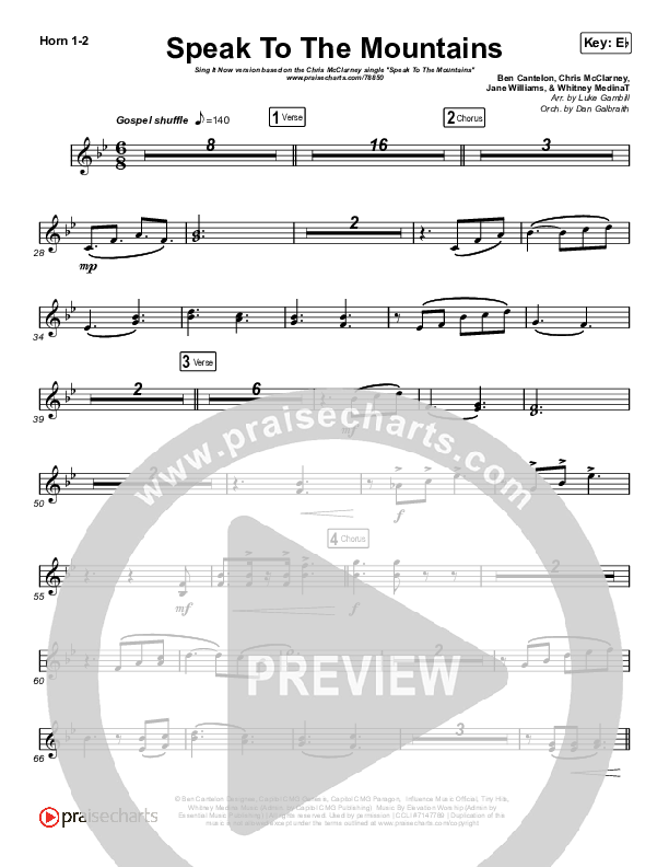 Speak To The Mountains (Sing It Now SATB) French Horn 1/2 (Chris McClarney / Arr. Luke Gambill)