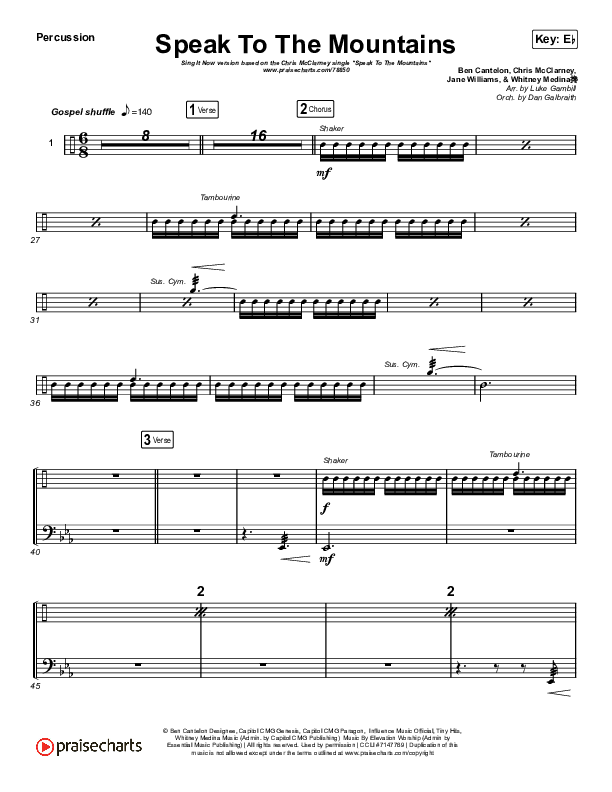 Speak To The Mountains (Sing It Now SATB) Percussion (Chris McClarney / Arr. Luke Gambill)