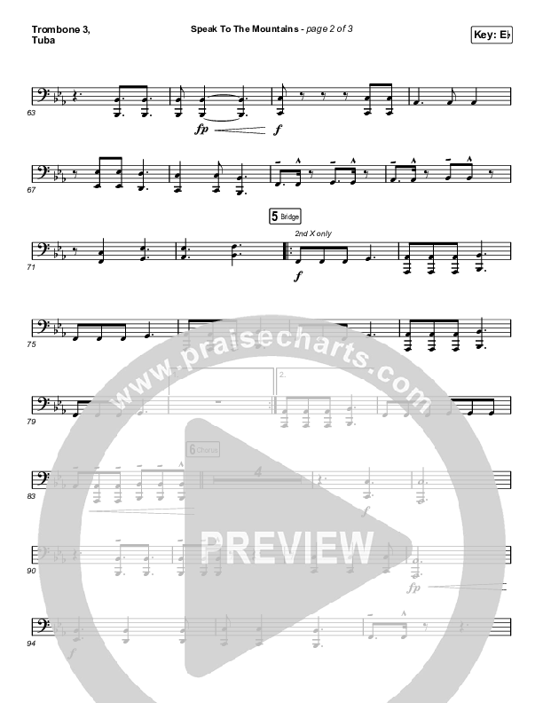 Speak To The Mountains (Sing It Now SATB) Trombone 3/Tuba (Chris McClarney / Arr. Luke Gambill)