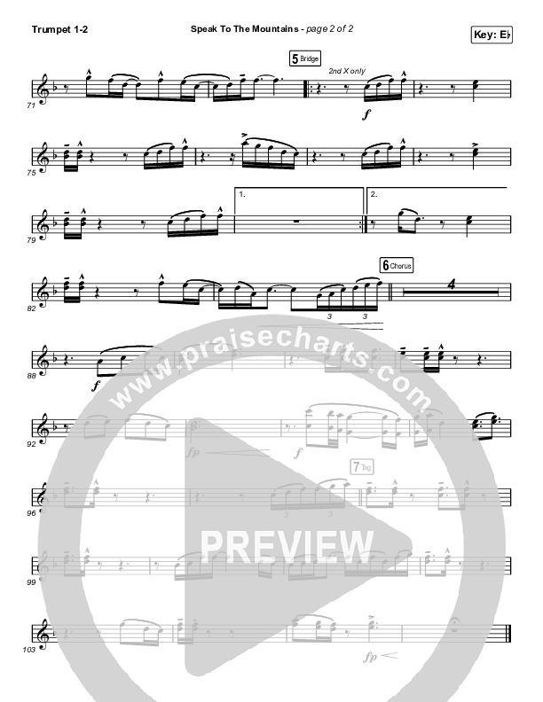 Speak To The Mountains (Sing It Now SATB) Trumpet 1,2 (Chris McClarney / Arr. Luke Gambill)