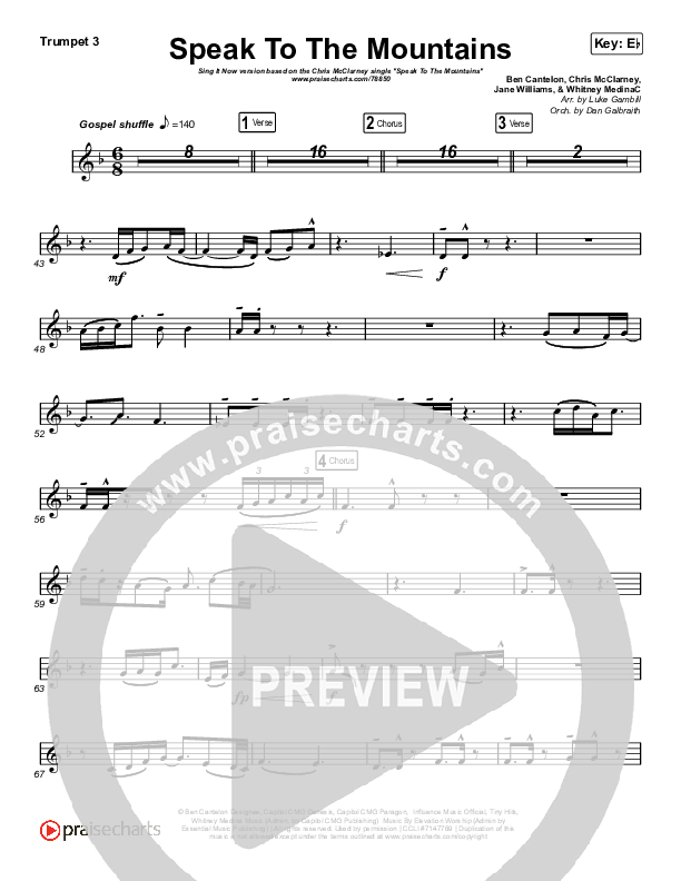 Speak To The Mountains (Sing It Now SATB) Trumpet 3 (Chris McClarney / Arr. Luke Gambill)