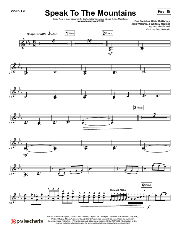 Speak To The Mountains (Sing It Now SATB) Violin 1/2 (Chris McClarney / Arr. Luke Gambill)