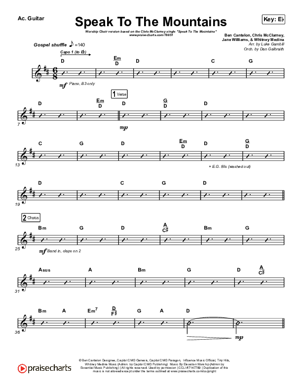 Speak To The Mountains (Worship Choir SAB) Acoustic Guitar (Chris McClarney / Arr. Luke Gambill)