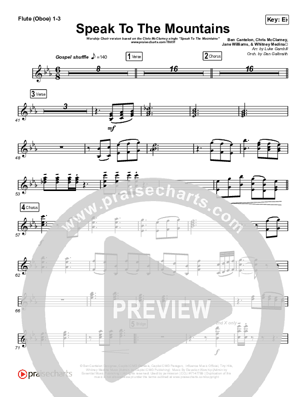Speak To The Mountains (Worship Choir SAB) Flute/Oboe 1/2/3 (Chris McClarney / Arr. Luke Gambill)
