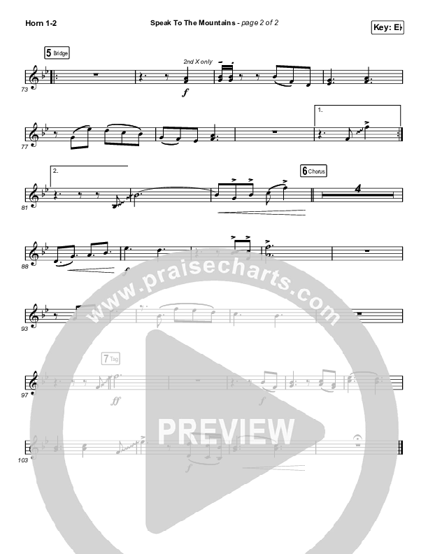 Speak To The Mountains (Worship Choir SAB) French Horn 1/2 (Chris McClarney / Arr. Luke Gambill)