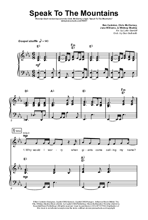 Speak To The Mountains (Worship Choir SAB) Octavo (SAB & Pno) (Chris McClarney / Arr. Luke Gambill)