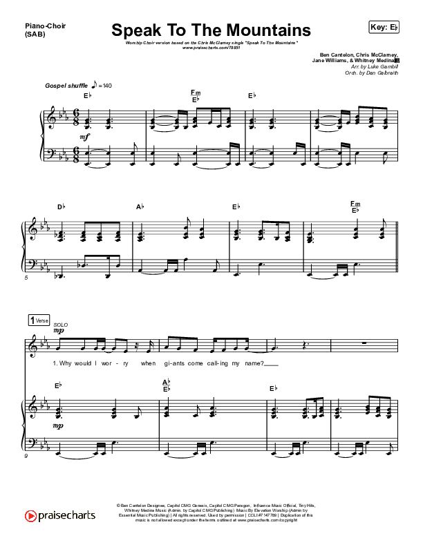Speak To The Mountains (Worship Choir SAB) Piano/Choir (SAB) (Chris McClarney / Arr. Luke Gambill)