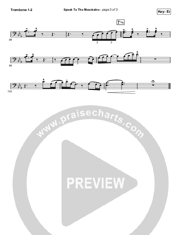 Speak To The Mountains (Worship Choir SAB) Trombone 1/2 (Chris McClarney / Arr. Luke Gambill)