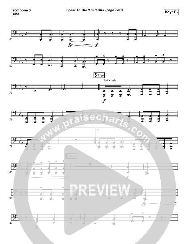 Speak To The Mountains (Worship Choir SAB) Trombone 3/Tuba (Chris McClarney / Arr. Luke Gambill)