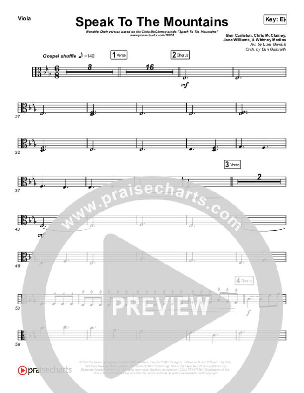 Speak To The Mountains (Worship Choir SAB) Viola (Chris McClarney / Arr. Luke Gambill)