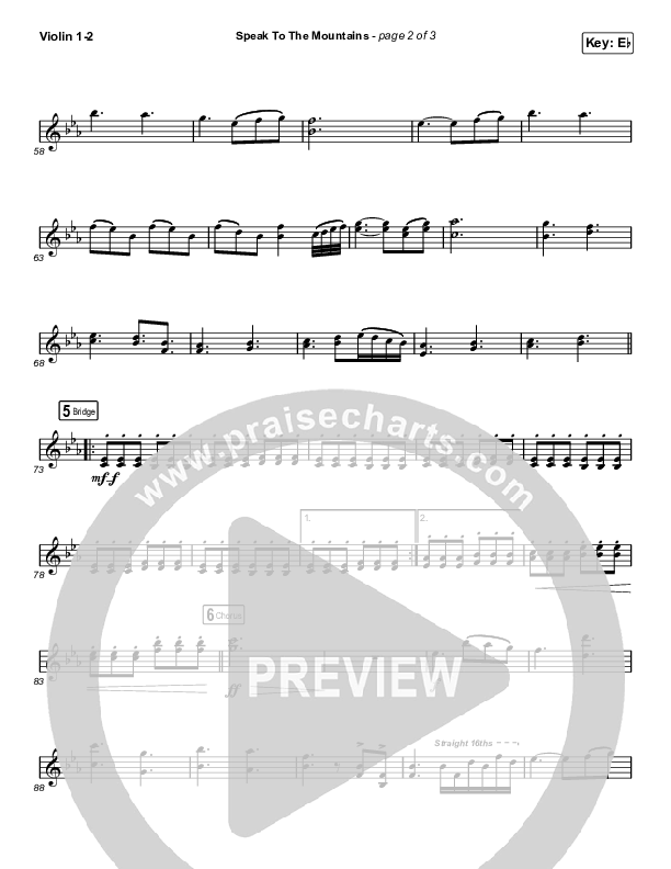 Speak To The Mountains (Worship Choir SAB) Violin 1/2 (Chris McClarney / Arr. Luke Gambill)