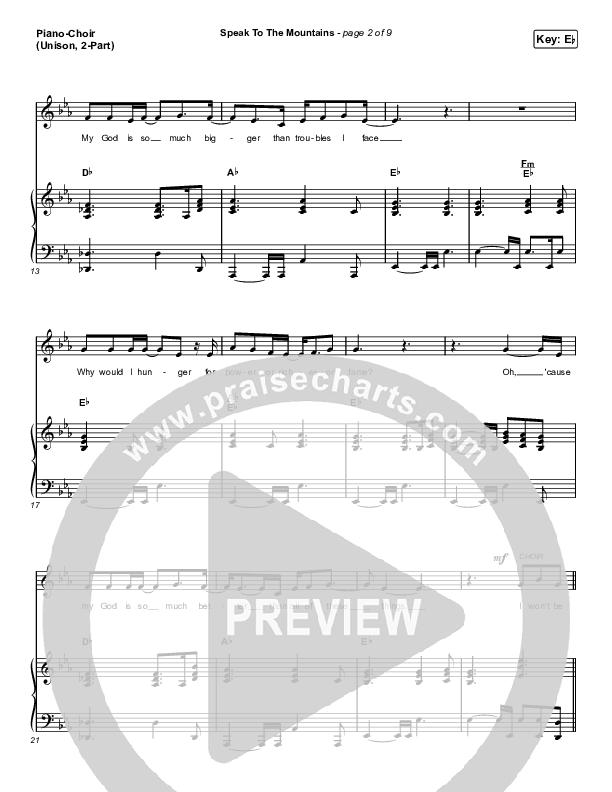 Speak To The Mountains (Unison/2-Part Choir) Piano/Choir  (Uni/2-Part) (Chris McClarney / Arr. Luke Gambill)