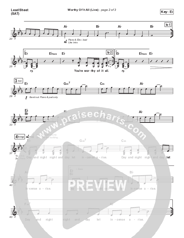 Worthy Of It All (Choral Anthem SATB) Lead Sheet (SAT) (CeCe Winans / Arr. Mason Brown)