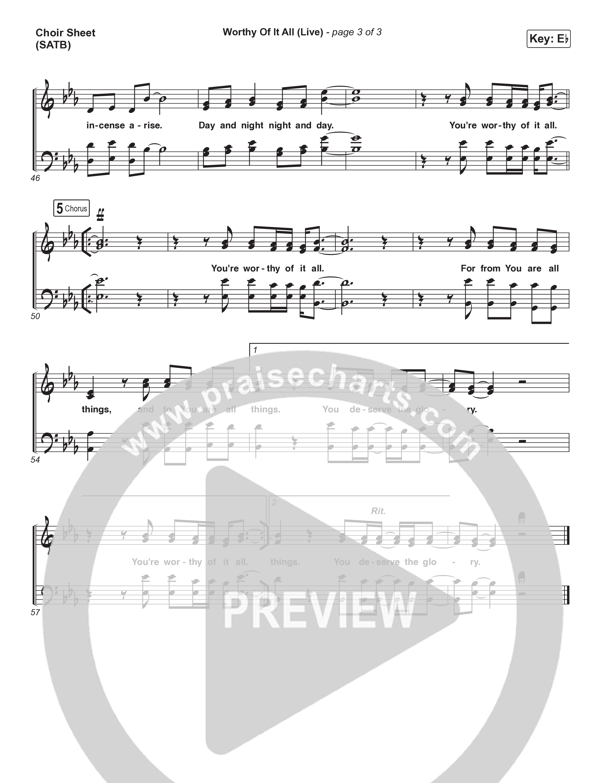 Worthy Of It All (Choral Anthem SATB) Choir Sheet (SATB) (CeCe Winans / Arr. Mason Brown)