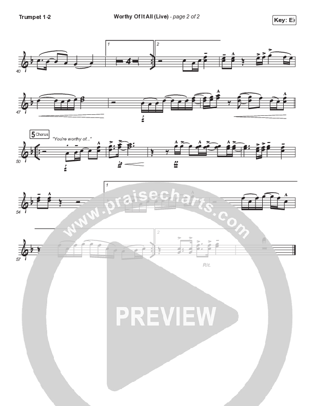 Worthy Of It All (Choral Anthem SATB) Trumpet 1,2 (CeCe Winans / Arr. Mason Brown)