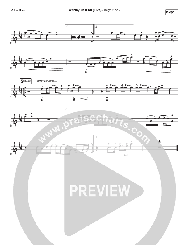 Worthy Of It All (Worship Choir SAB) Alto Sax (CeCe Winans / Arr. Mason Brown)