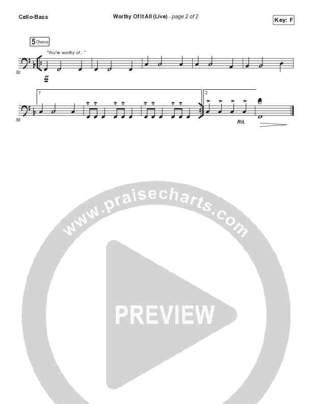 Worthy Of It All (Worship Choir SAB) Cello/Bass (CeCe Winans / Arr. Mason Brown)