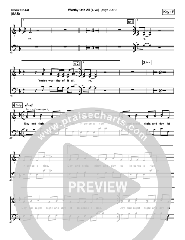 Worthy Of It All (Worship Choir SAB) Choir Sheet (SAB) (CeCe Winans / Arr. Mason Brown)