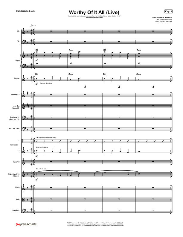 Worthy Of It All (Worship Choir SAB) Conductor's Score (CeCe Winans / Arr. Mason Brown)
