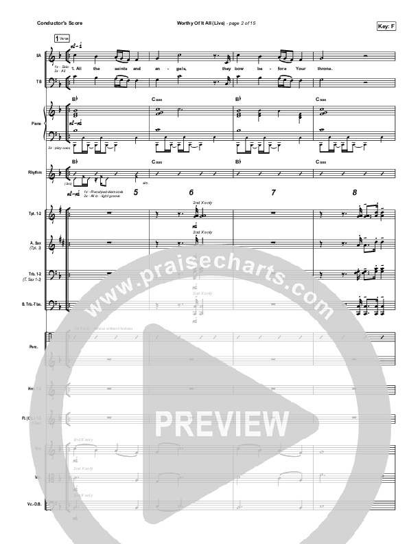 Worthy Of It All (Worship Choir SAB) Conductor's Score (CeCe Winans / Arr. Mason Brown)