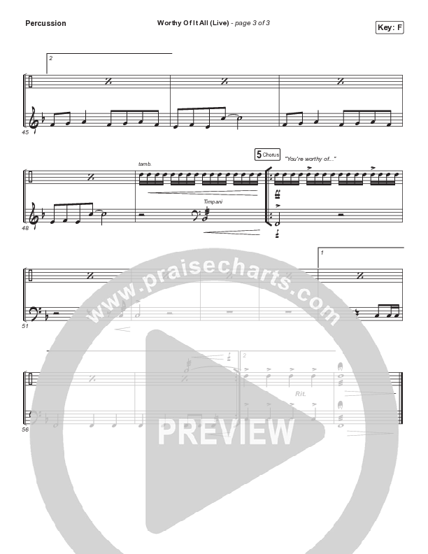 Worthy Of It All (Worship Choir SAB) Percussion (CeCe Winans / Arr. Mason Brown)