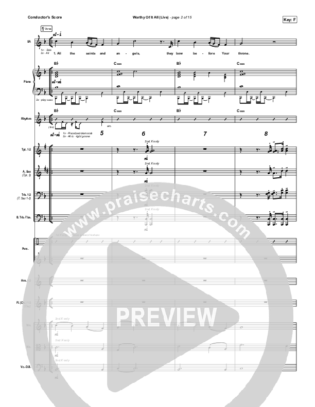 Worthy Of It All (Unison/2-Part Choir) Conductor's Score (CeCe Winans / Arr. Mason Brown)