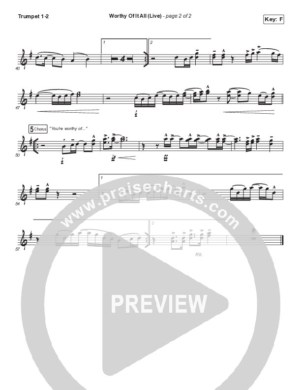 Worthy Of It All (Unison/2-Part Choir) Trumpet 1,2 (CeCe Winans / Arr. Mason Brown)
