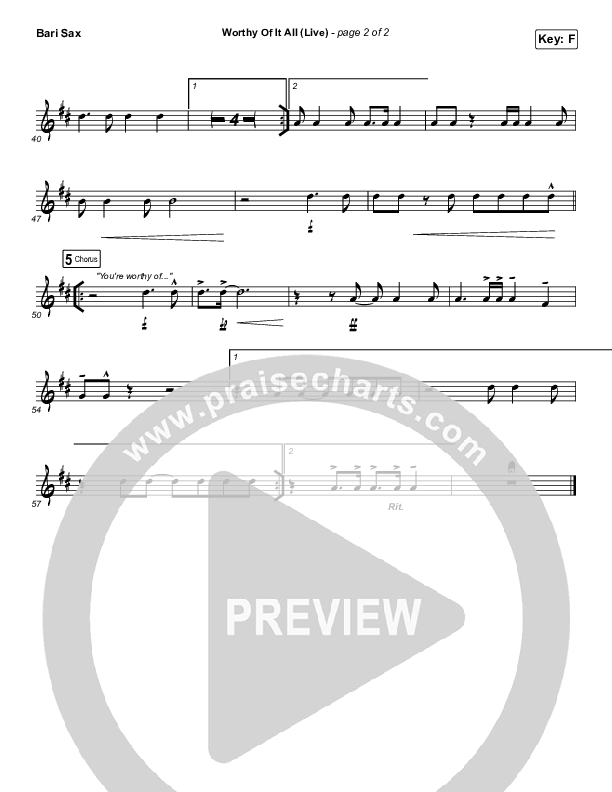 Worthy Of It All (Sing It Now SATB) Bari Sax (CeCe Winans / Arr. Mason Brown)