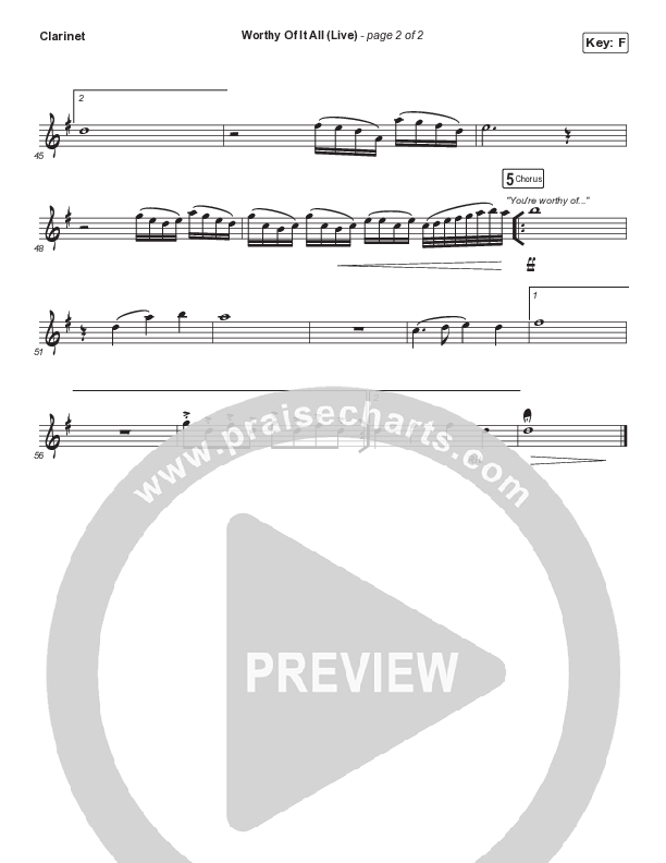 Worthy Of It All (Sing It Now SATB) Clarinet (CeCe Winans / Arr. Mason Brown)