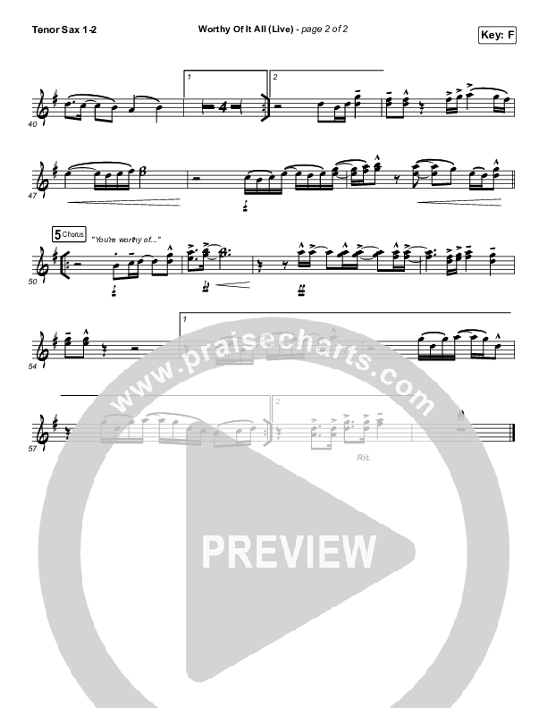 Worthy Of It All (Sing It Now SATB) Tenor Sax 1/2 (CeCe Winans / Arr. Mason Brown)