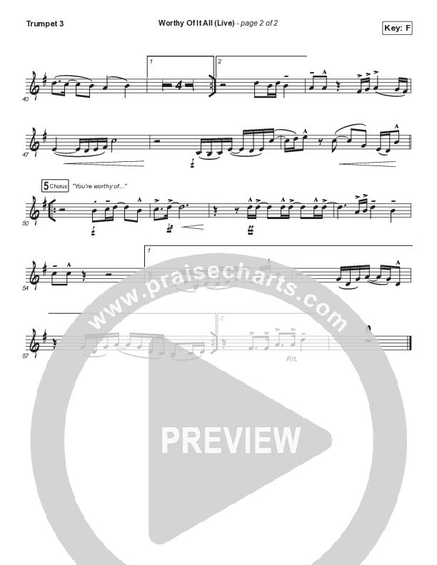 Worthy Of It All (Sing It Now SATB) Trumpet 3 (CeCe Winans / Arr. Mason Brown)