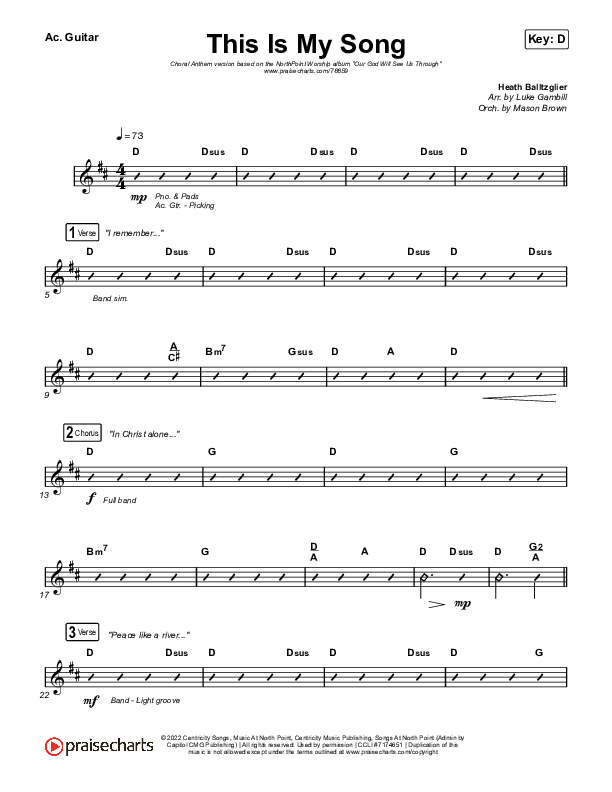 This Is My Song (Choral Anthem SATB) Acoustic Guitar (North Point Worship / Arr. Luke Gambill)