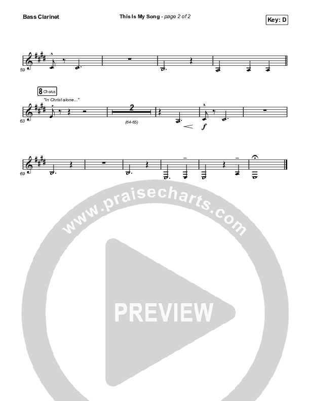 This Is My Song (Choral Anthem SATB) Bass Clarinet (North Point Worship / Arr. Luke Gambill)