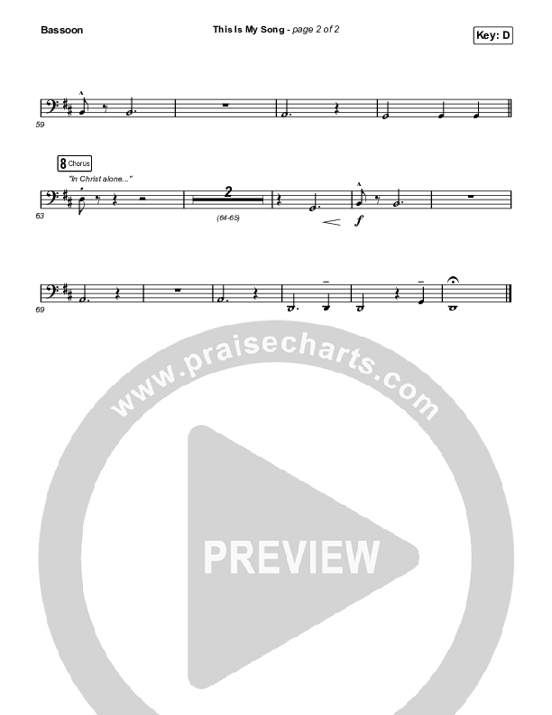 This Is My Song (Choral Anthem SATB) Bassoon (North Point Worship / Arr. Luke Gambill)