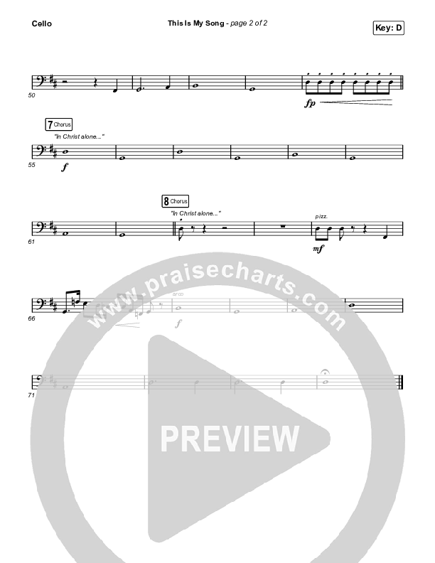 This Is My Song (Choral Anthem SATB) Cello (North Point Worship / Arr. Luke Gambill)