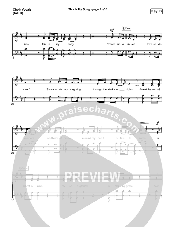 This Is My Song (Choral Anthem SATB) Choir Sheet (SATB) (North Point Worship / Arr. Luke Gambill)
