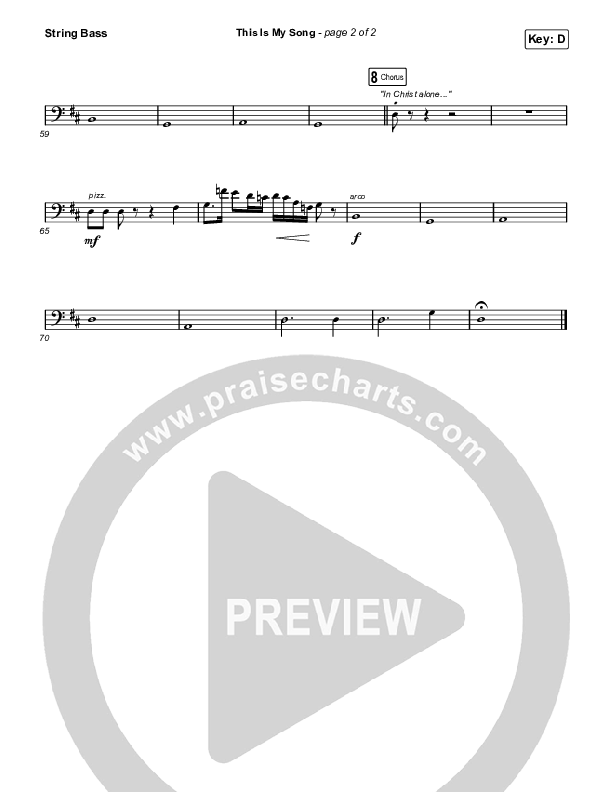 This Is My Song (Choral Anthem SATB) String Bass (North Point Worship / Arr. Luke Gambill)