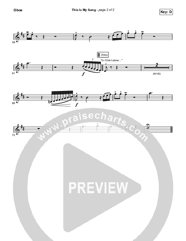 This Is My Song (Choral Anthem SATB) Oboe (North Point Worship / Arr. Luke Gambill)
