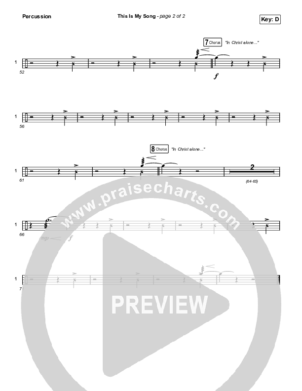 This Is My Song (Choral Anthem SATB) Percussion (North Point Worship / Arr. Luke Gambill)