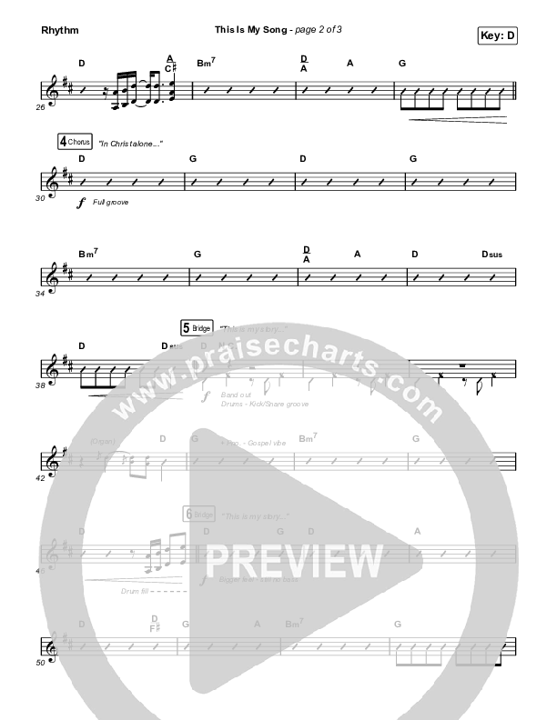 This Is My Song (Choral Anthem SATB) Rhythm Chart (North Point Worship / Arr. Luke Gambill)