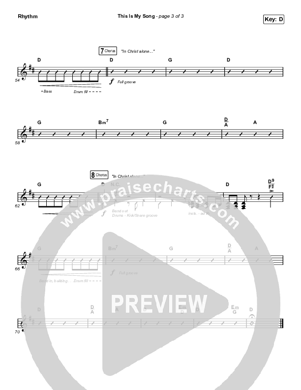 This Is My Song (Choral Anthem SATB) Rhythm Chart (North Point Worship / Arr. Luke Gambill)