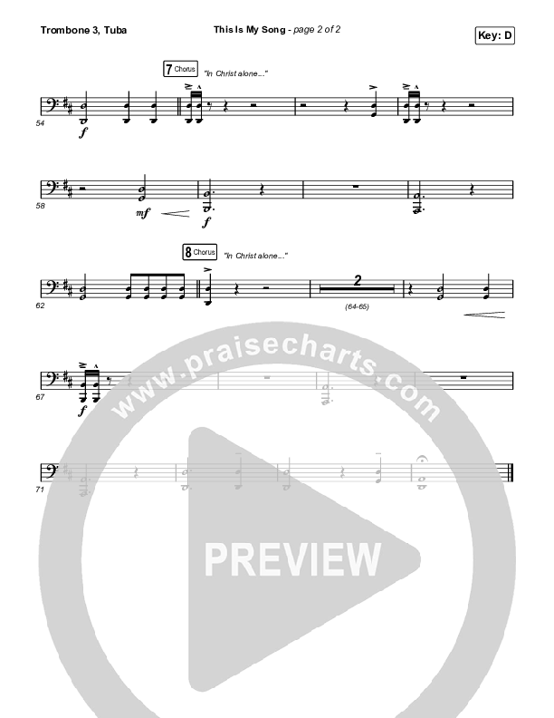 This Is My Song (Choral Anthem SATB) Trombone 3/Tuba (North Point Worship / Arr. Luke Gambill)
