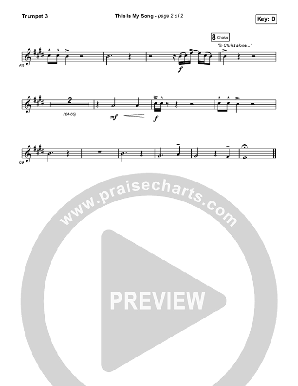 This Is My Song (Choral Anthem SATB) Trumpet 3 (North Point Worship / Arr. Luke Gambill)