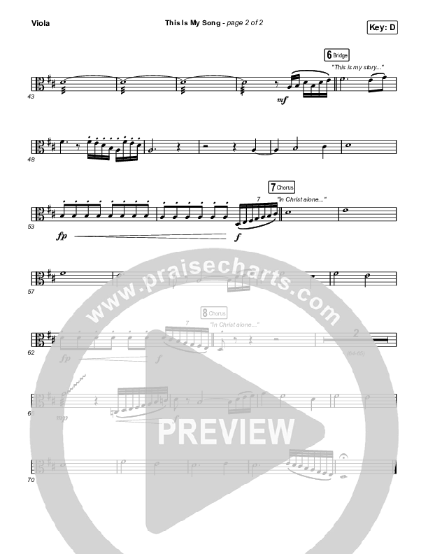 This Is My Song (Choral Anthem SATB) Viola (North Point Worship / Arr. Luke Gambill)